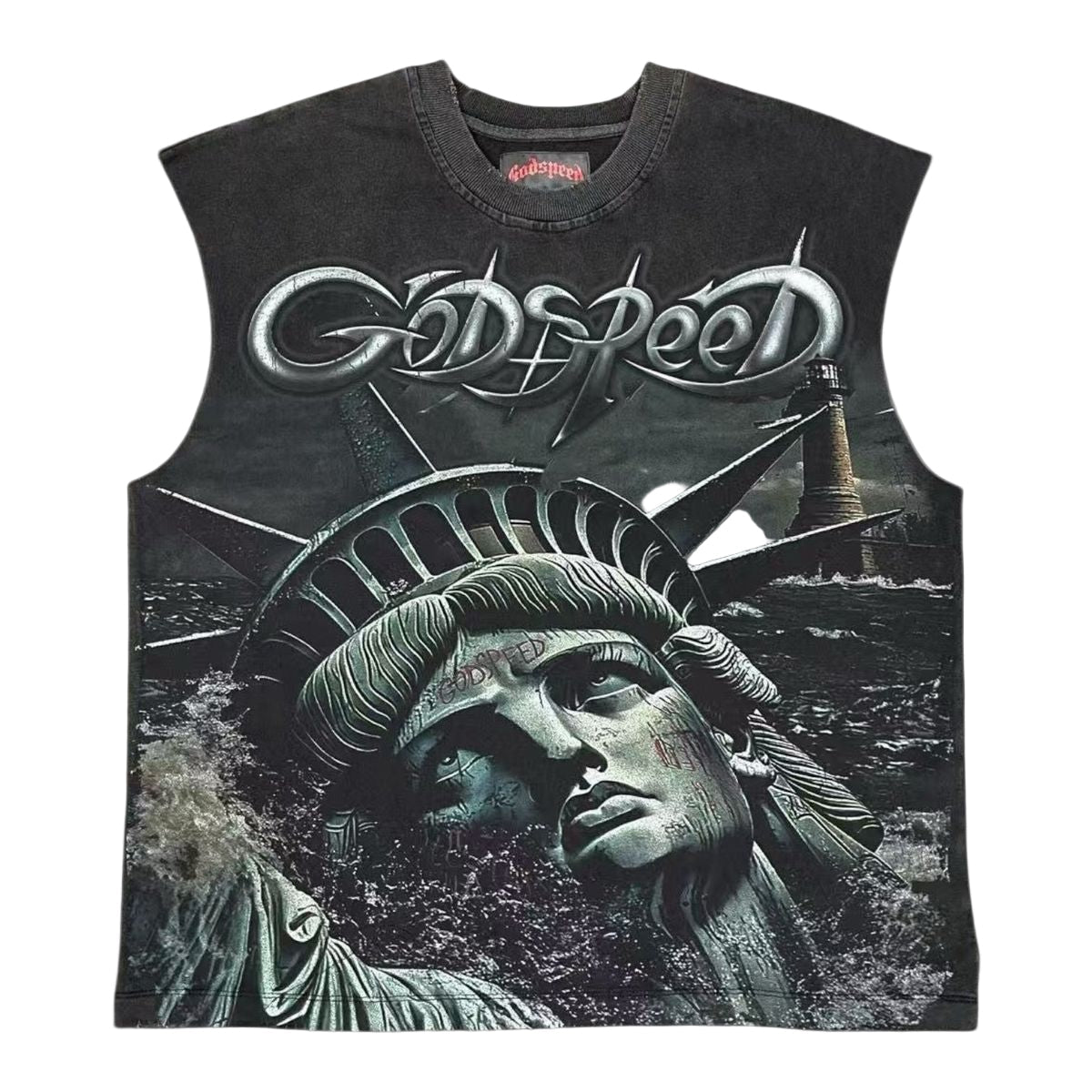 Godspeed Sunken Liberty Cut Off Tee Washed Black