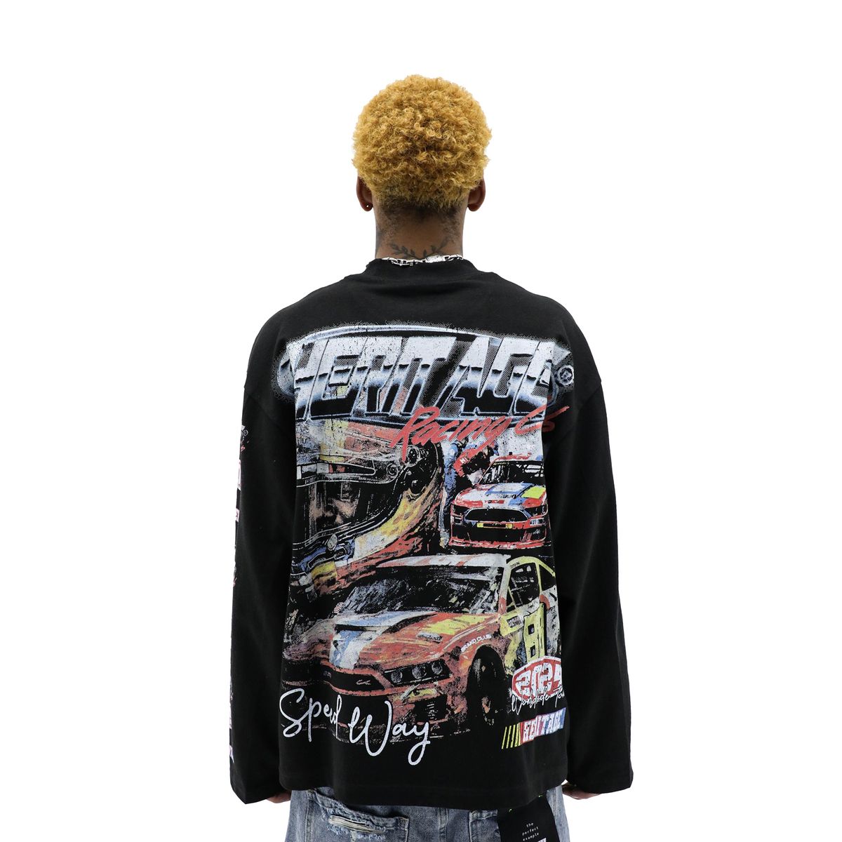 Heights District Speedway Long Sleeve Tee Black