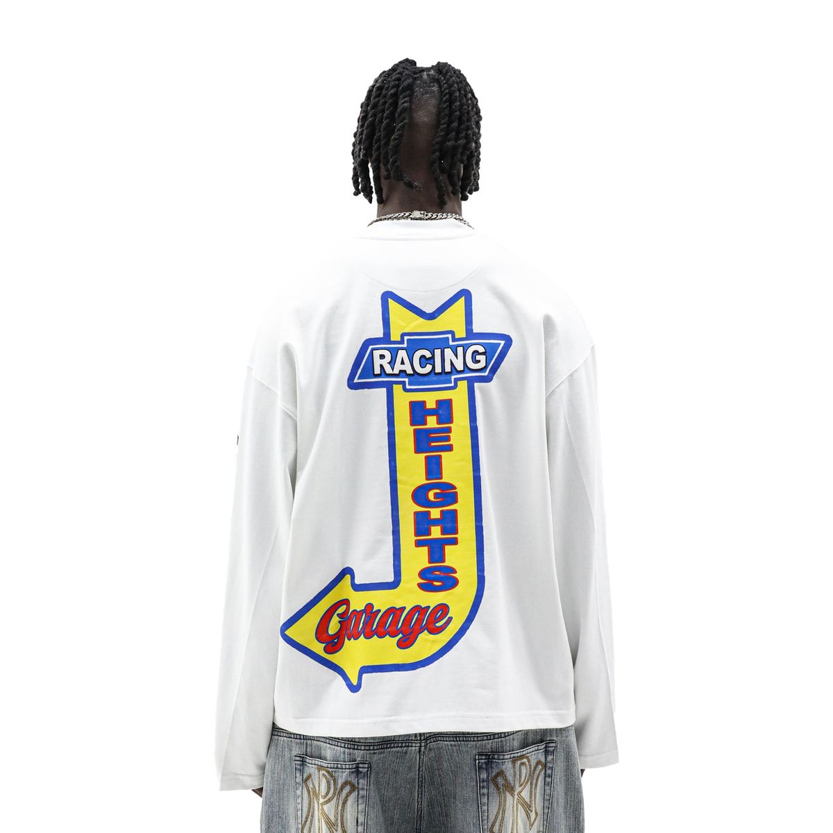 Heights District Powered By Long Sleeve Tee White