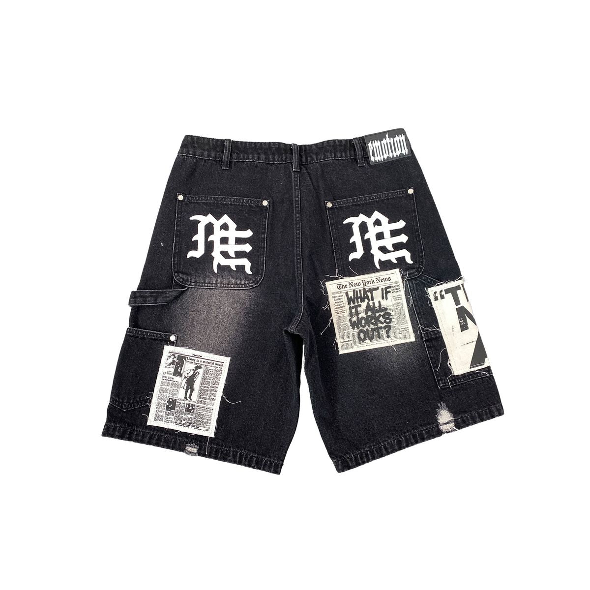 Mixed Emotion This Is Not AI Denim Shorts Black