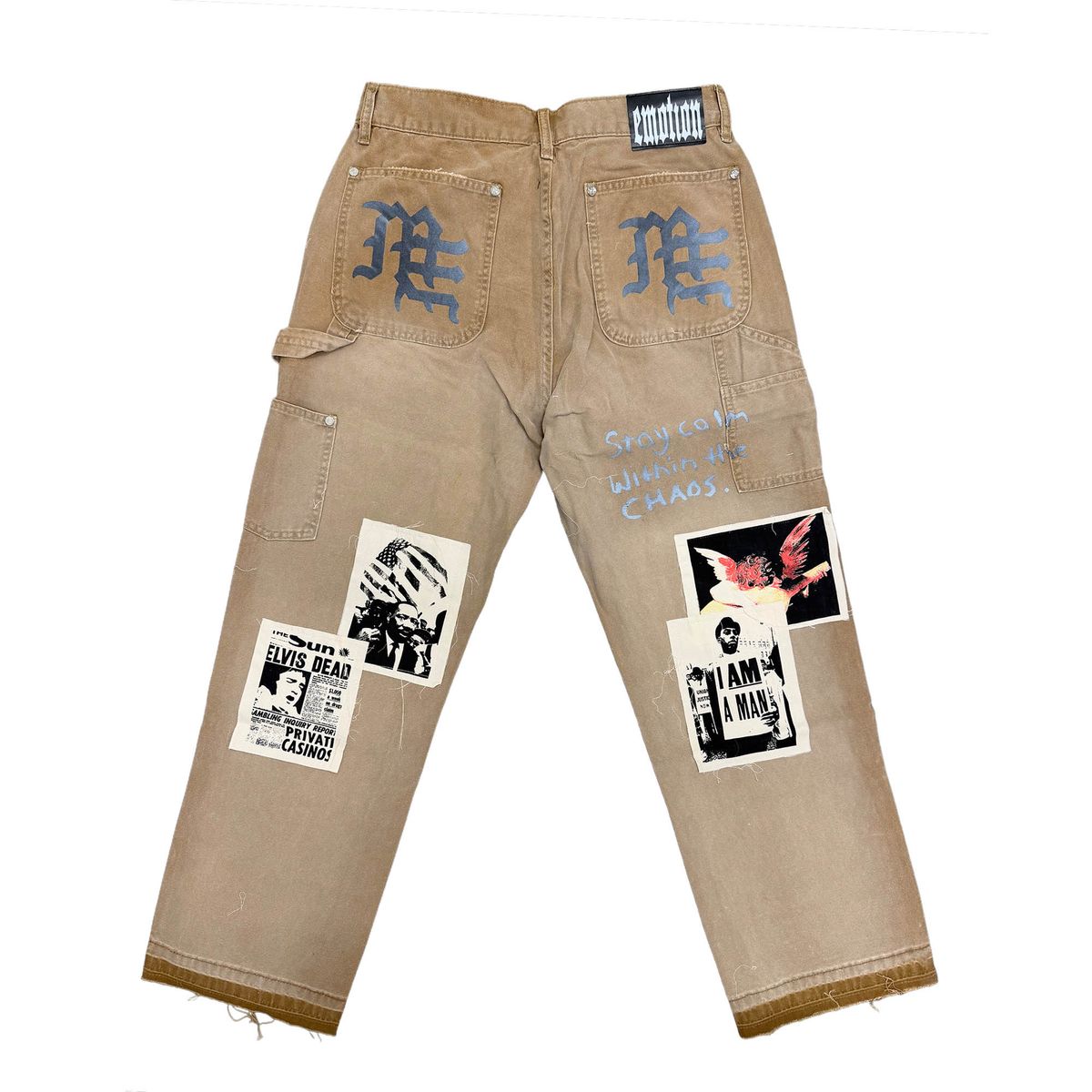 Mixed Emotion Newspaper Carpenter Pants Tan