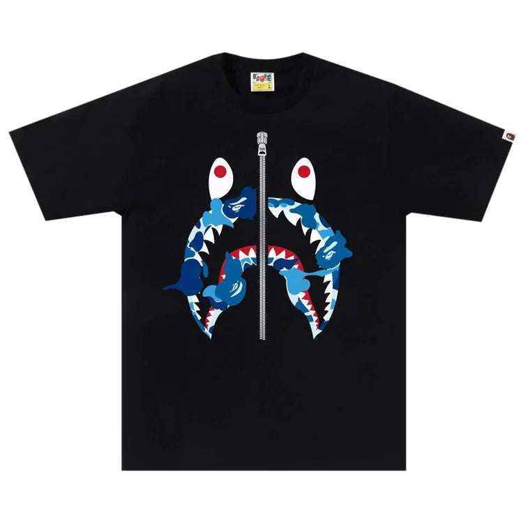 BAPE Rebuild Blue Camo Shark Tee Black