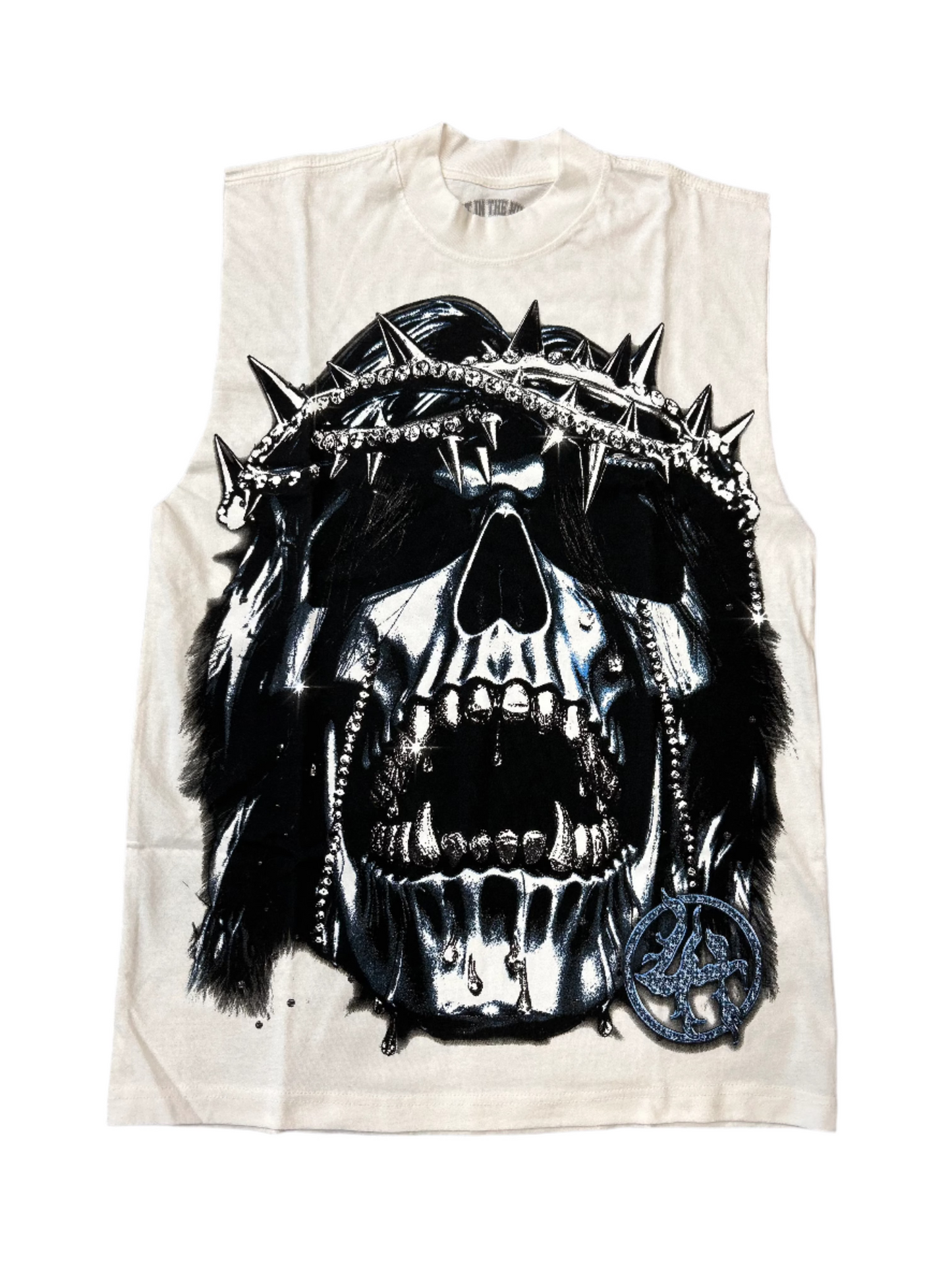 Lost Hills Blue Skull Muscle Tee White