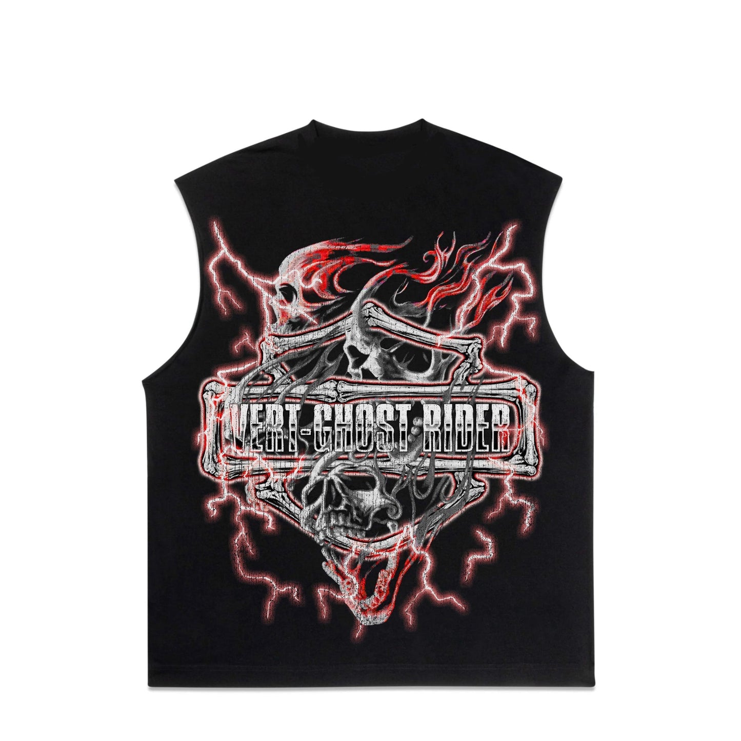 Retrovert Red Skull Cut Off Tee Black