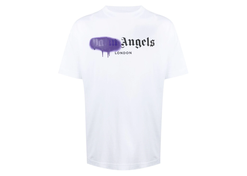 Palm Angels London Purple Sprayed Tee White