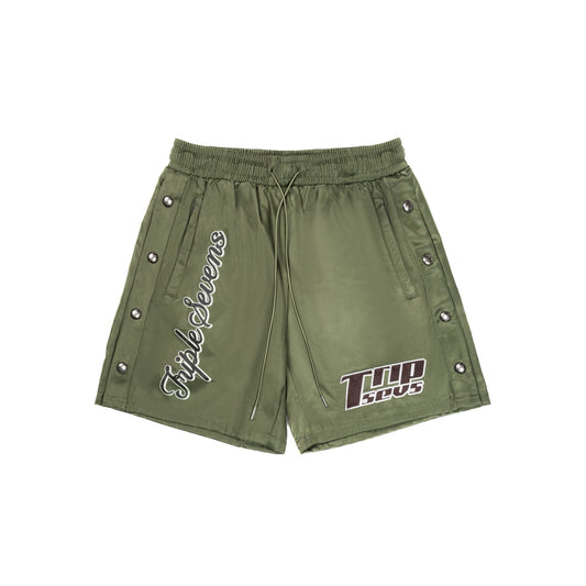 Triple Sevens Nylon Button Shorts Olive Green