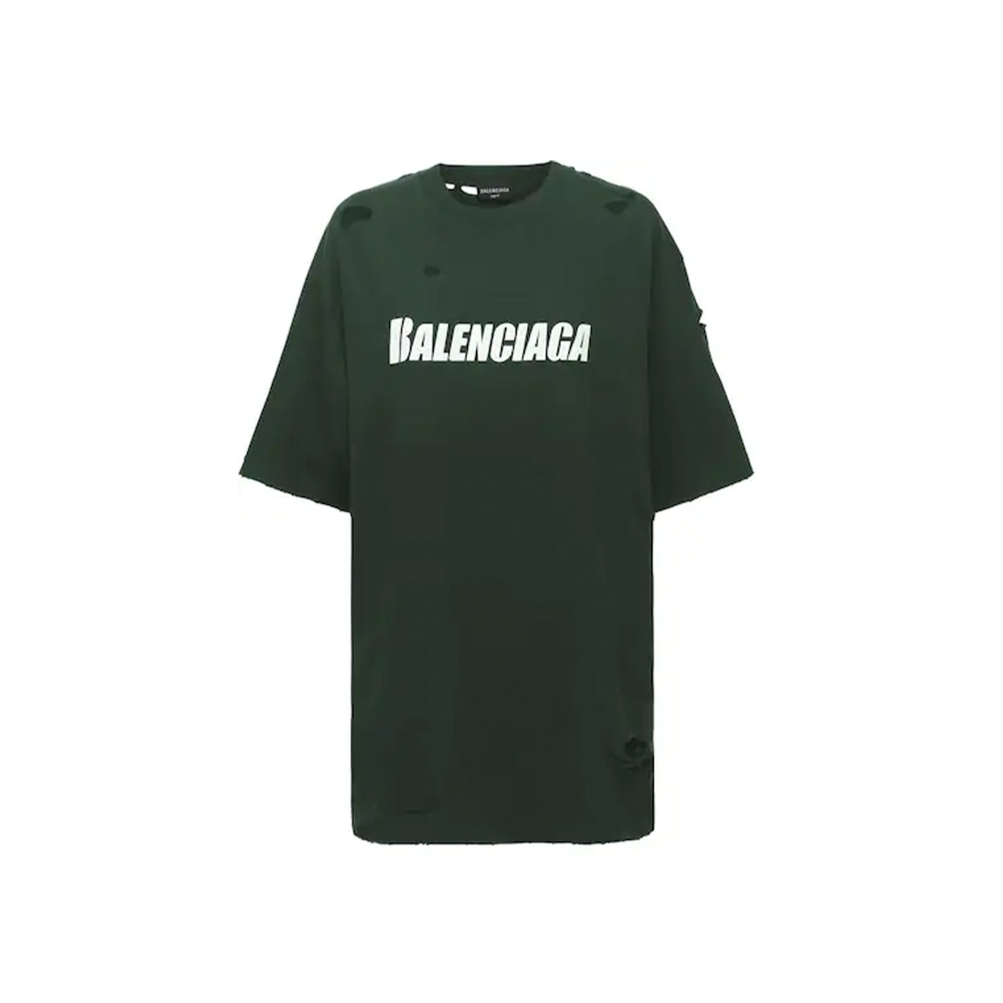 Balenciaga Caps Destroyed Tee Forest Green
