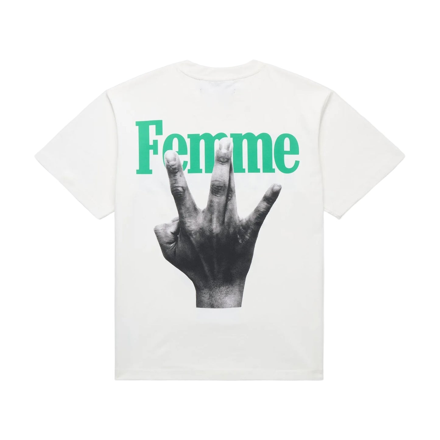 Homme Femme Green Twisted Fingers Tee White