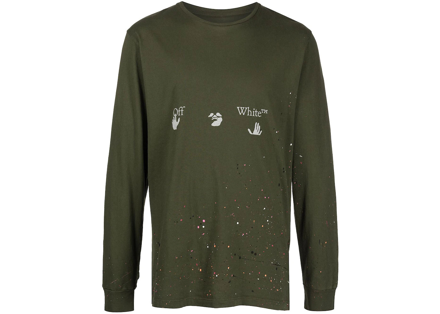 Off White Vintage Paint Long Sleeve Tee Green