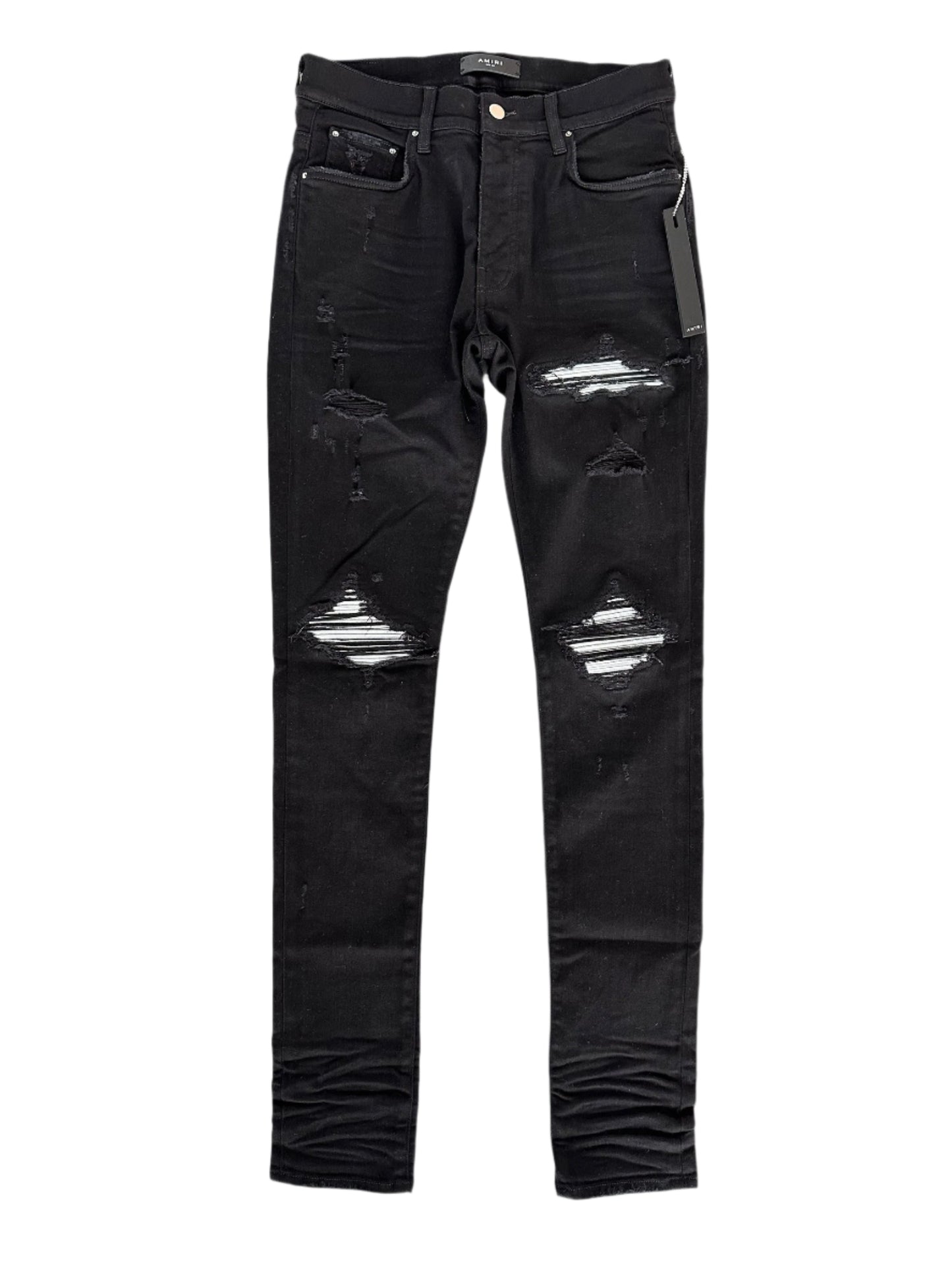 AMIRI MX1 Silver Patch Black Jeans