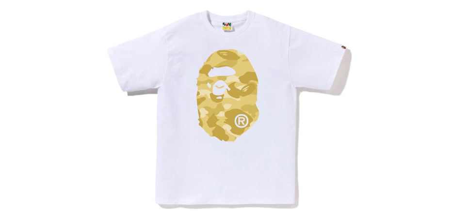 BAPE Yellow Camo Big Ape Head Tee White