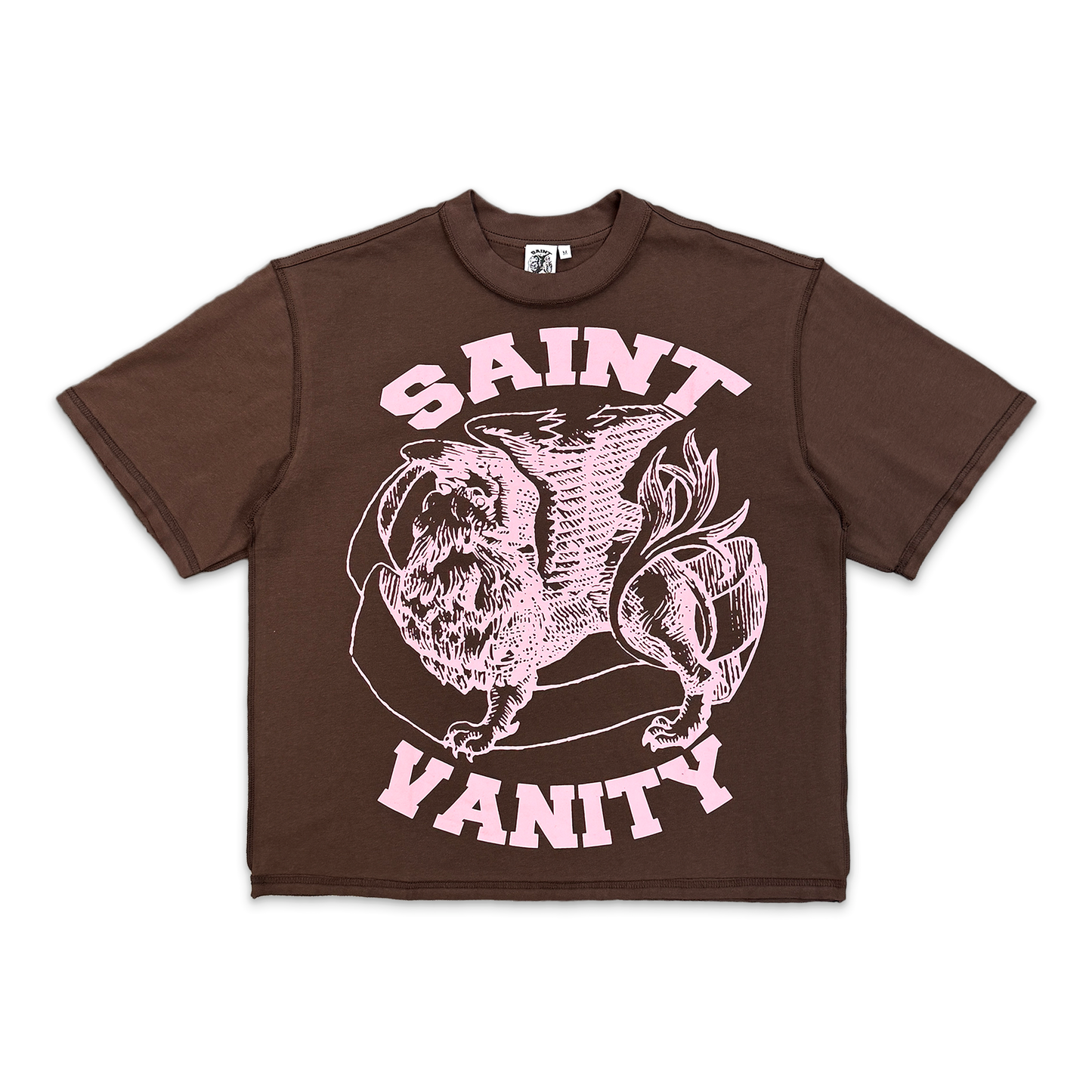 Saint Vanity Pink Logo Tee Brown