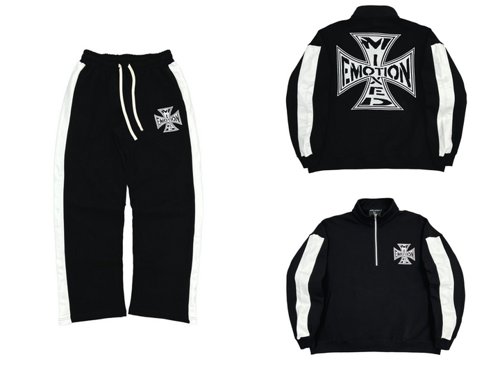 Mixed Emotion Chopper Quarter Zip Set Black