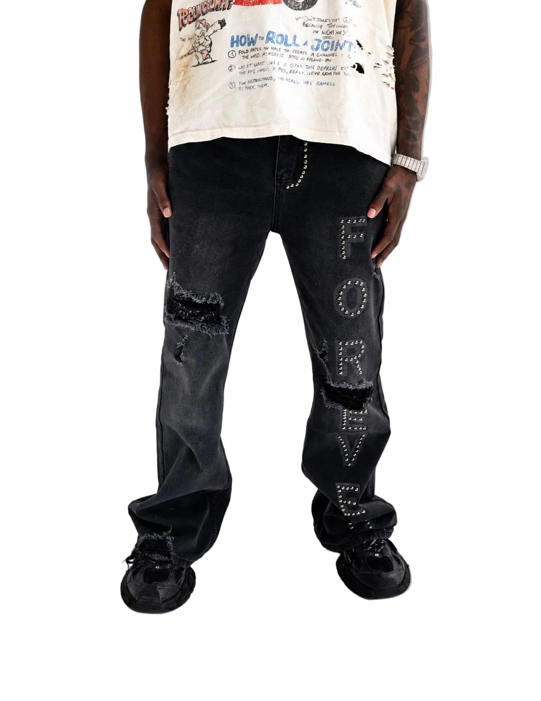 Forever Hungry Flared Denim Jeans Black