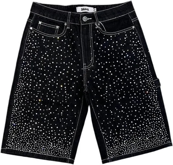 DUAA Victorious Bling Denim Shorts Black