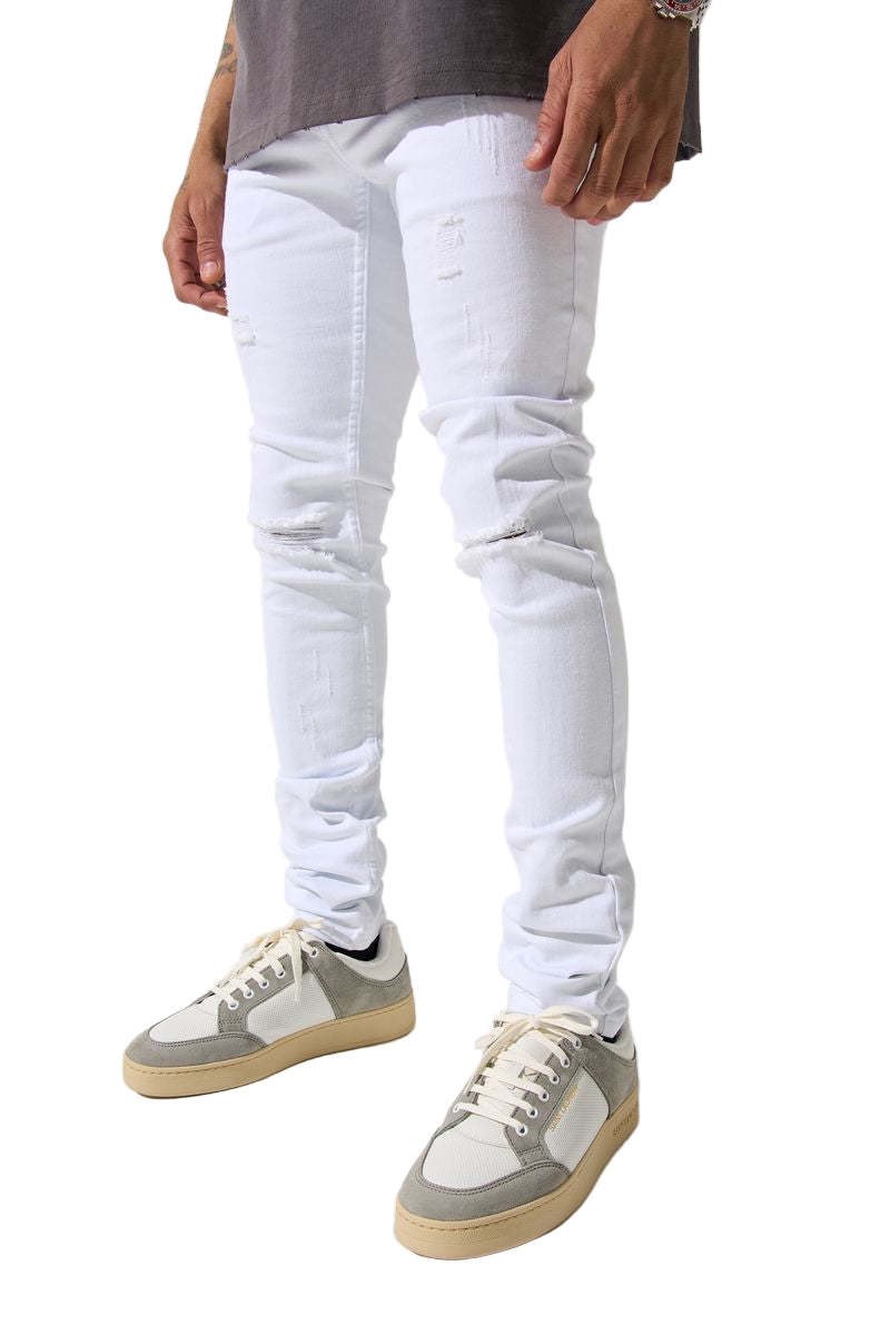 SERENEDE Everest Peak Fitted Jeans White