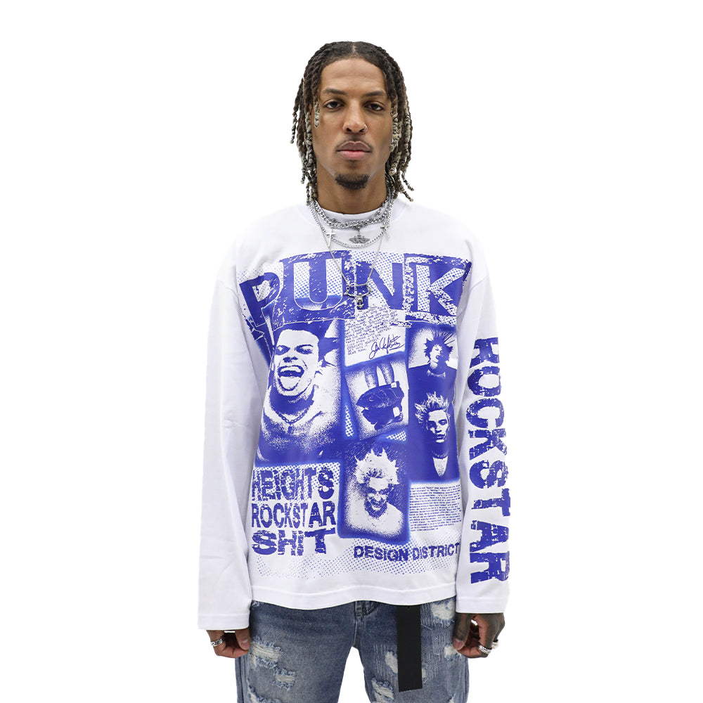 Heights District Rockstar Long Sleeve Tee White