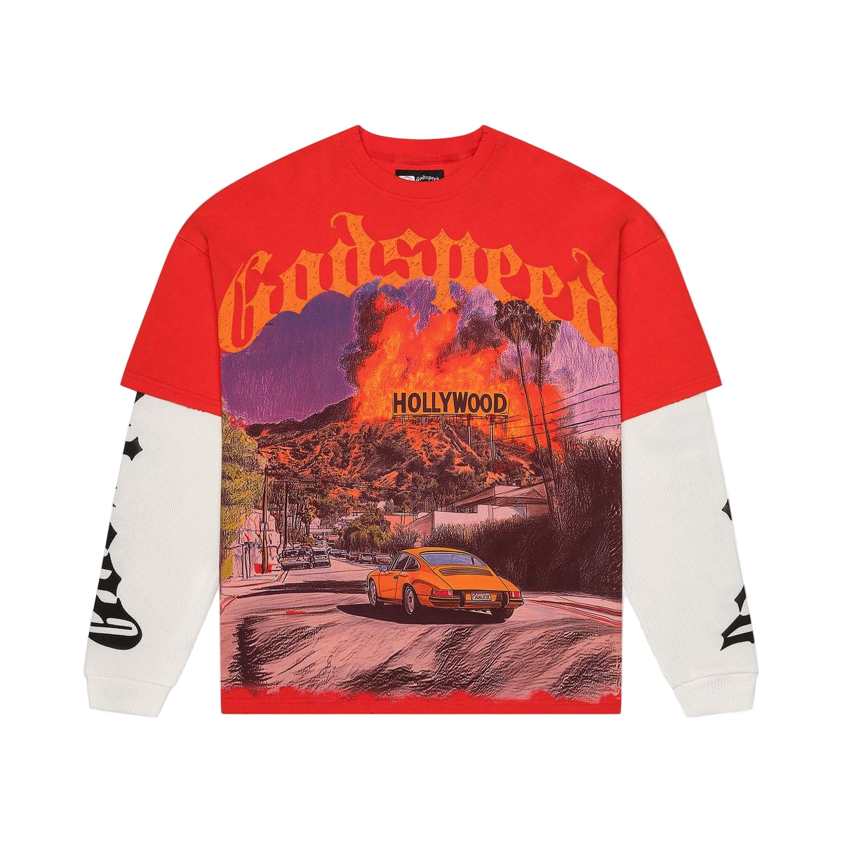 Godspeed LA Fire Layered Long Sleeve Tee Red