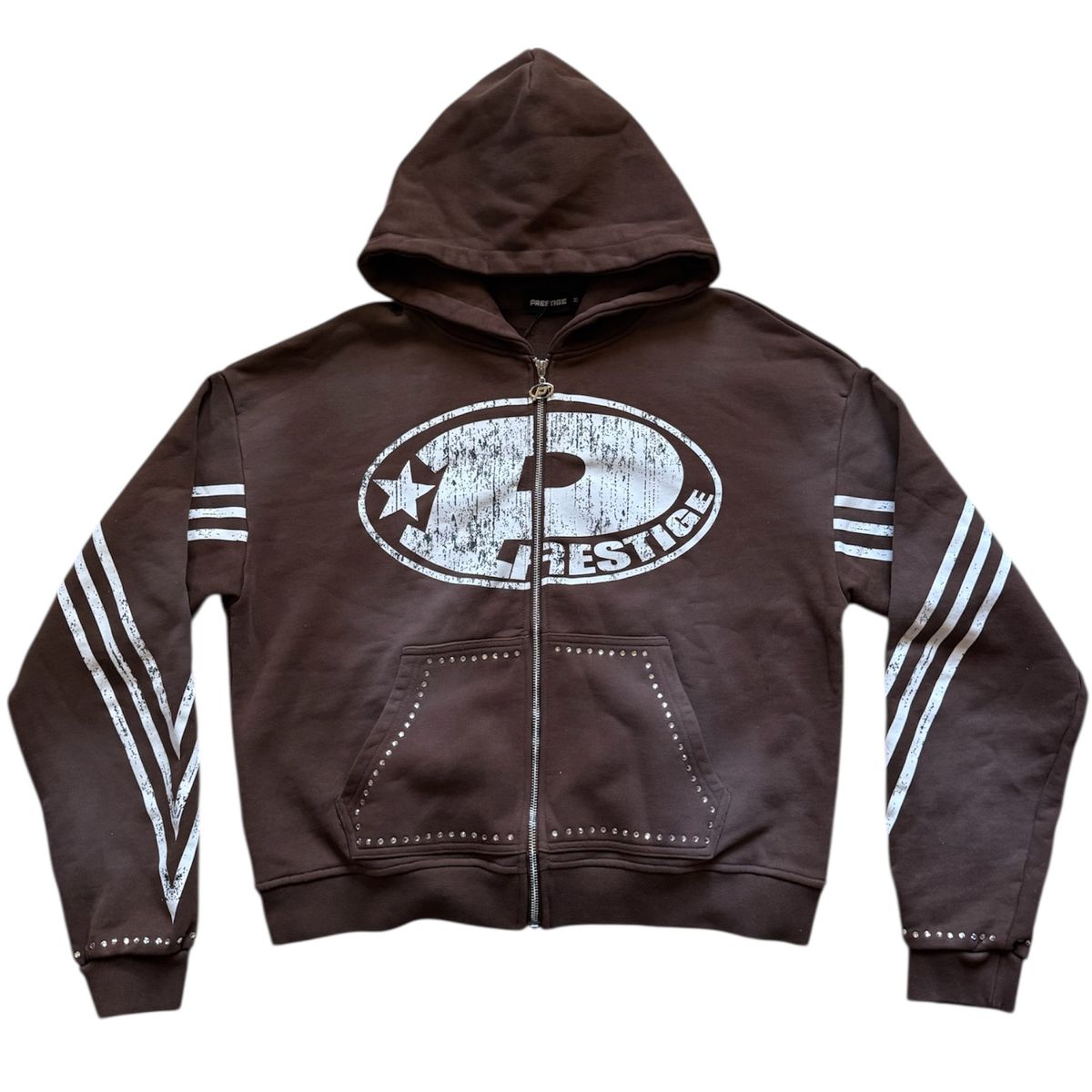 Prestige Co. Big "P" Zip Up Hoodie Brown