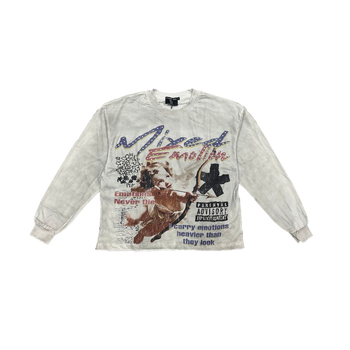 Mixed Emotion Triplets Long Sleeve Tee White