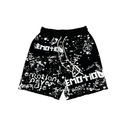 Mixed Emotion Graffiti Sweatshorts Black