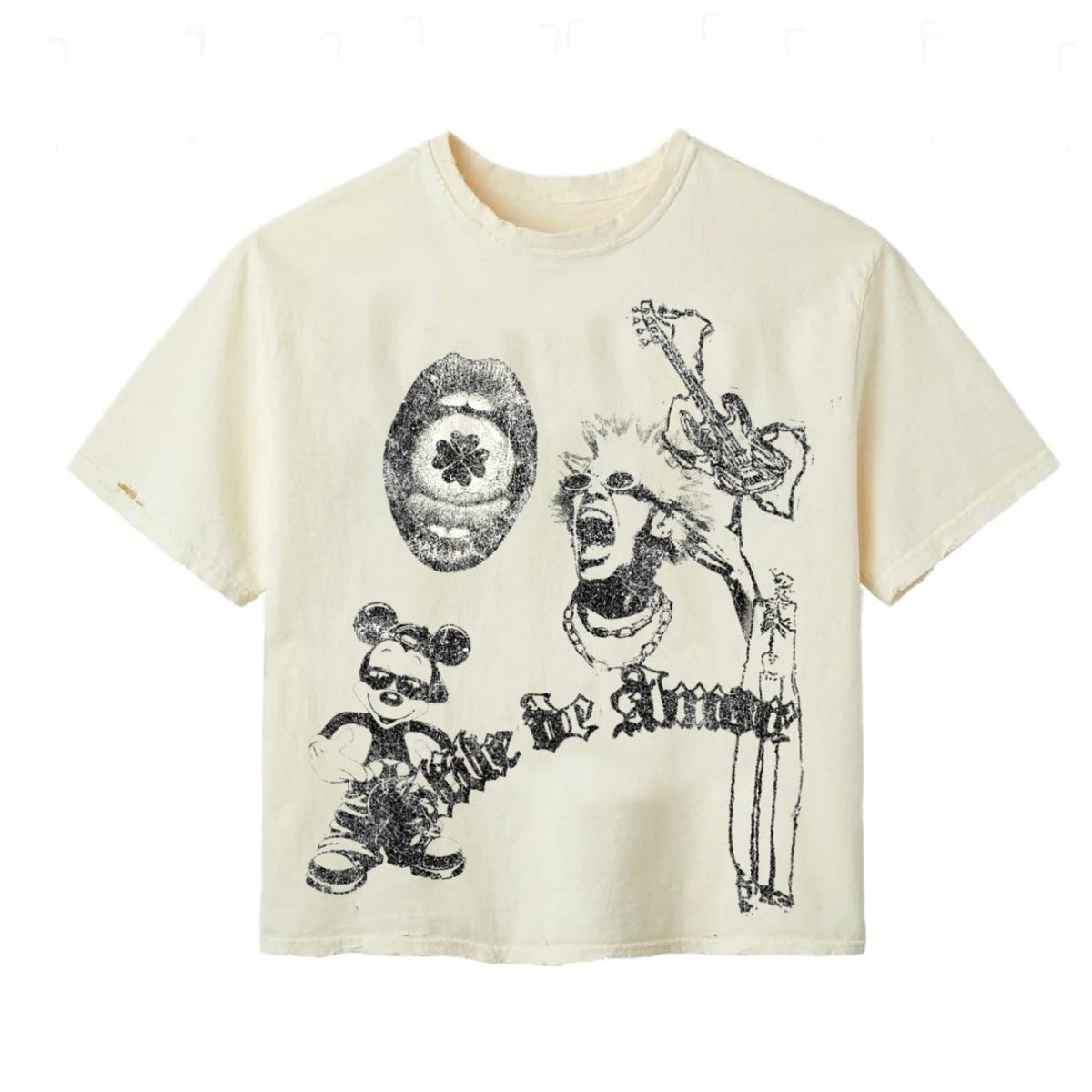 Stile de Amor Distressed Rock Tee Cream