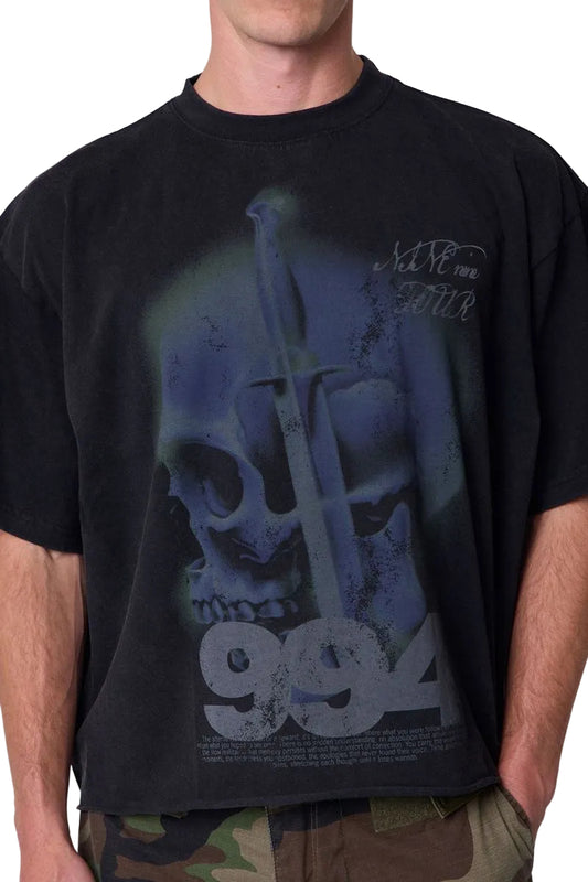 MNML LA Blue Knife Skull 994 Tee Black