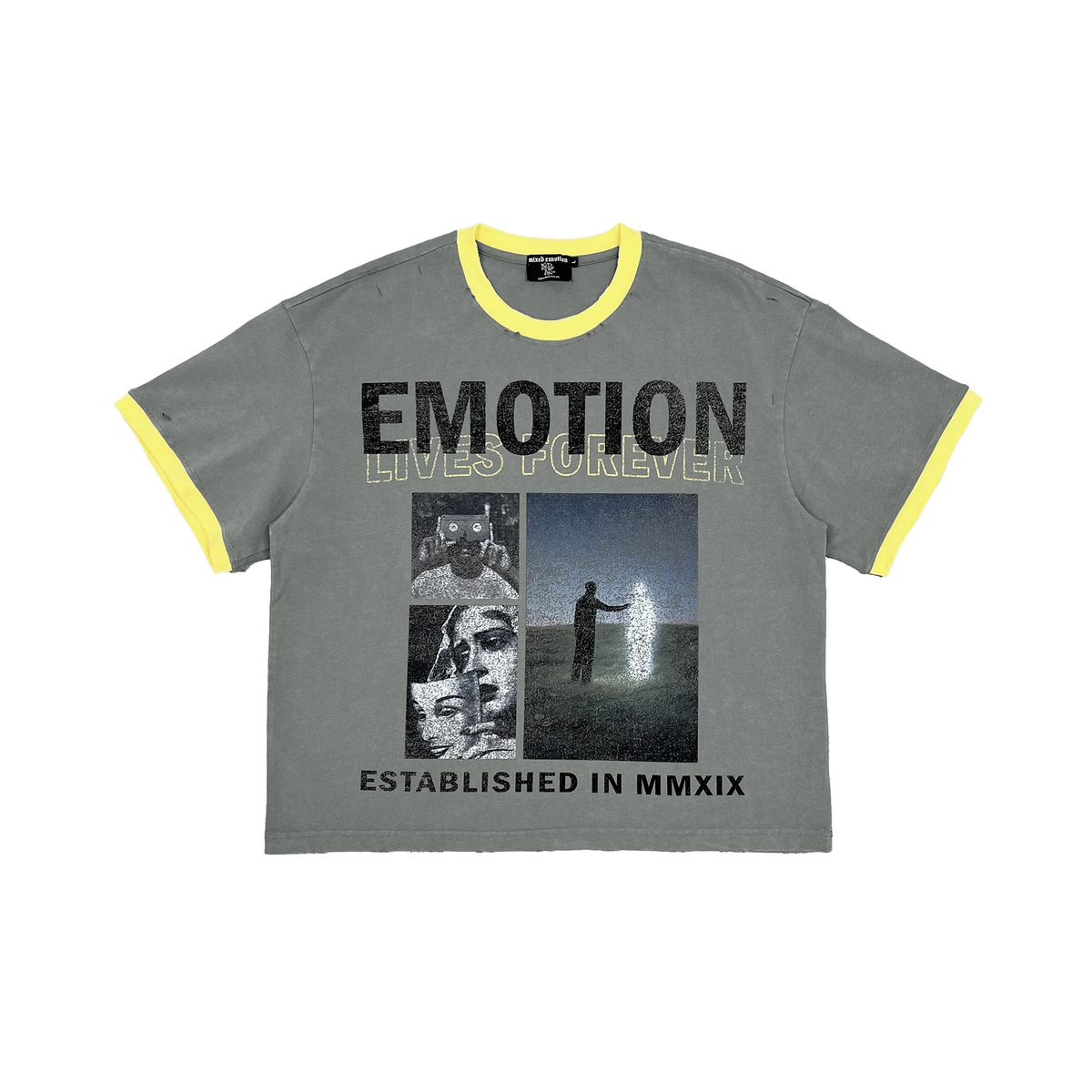 Mixed Emotion Yellow Eternal Tee Grey