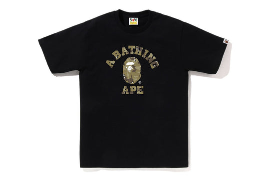 BAPE Gold Camo Bitmap College Tee Black