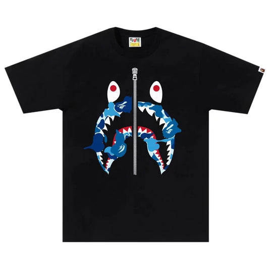 BAPE Rebuild Blue Camo Shark Tee Black