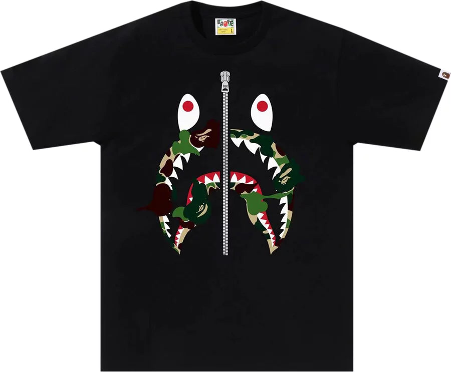 BAPE Rebuild Green Camo Shark Tee Black