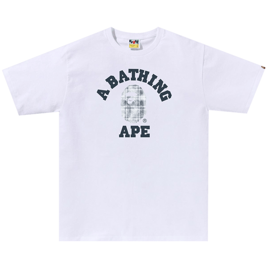 BAPE Navy Bleach College Tee White