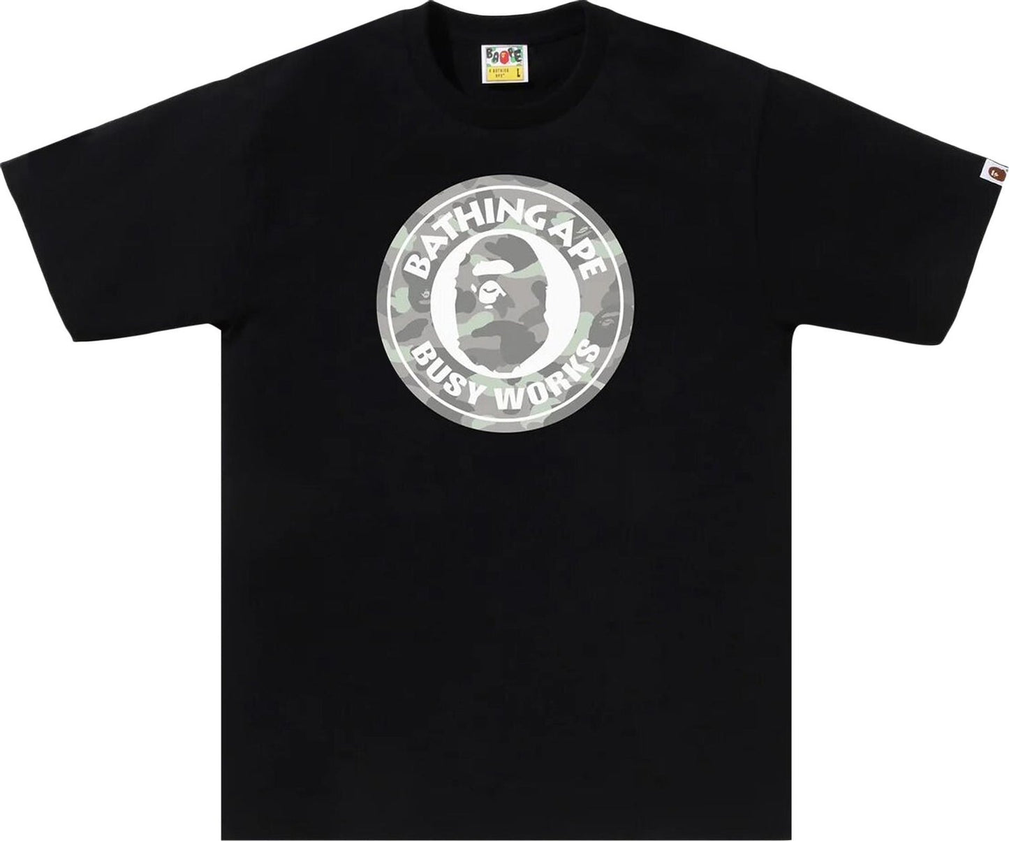 BAPE Grey Camo Busy Works Tee Black