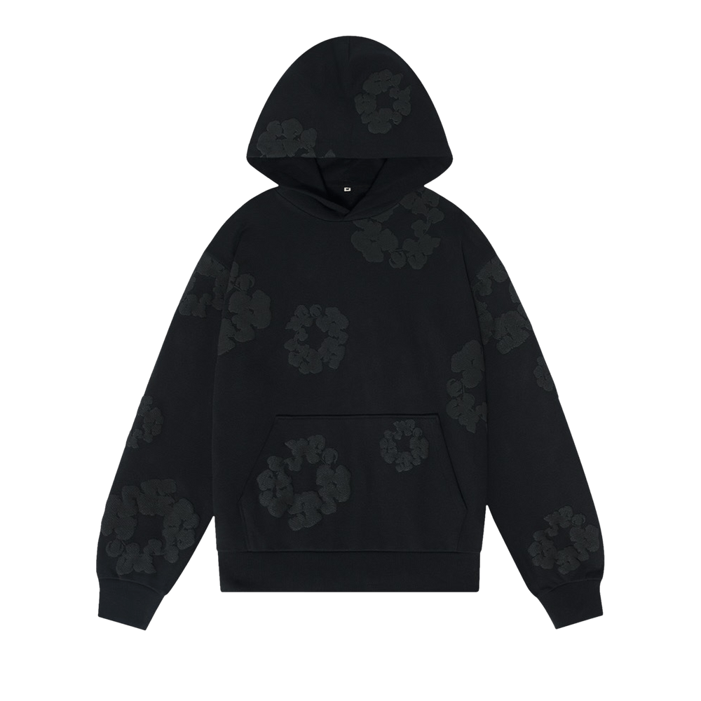 Denim Tears Cotton Wreath Hoodie Black Monochrome