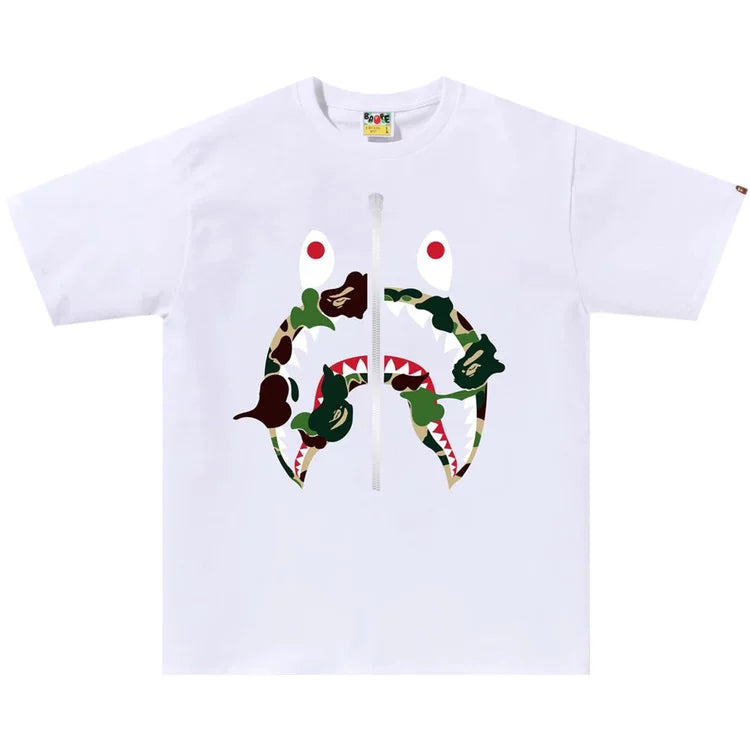 BAPE Rebuild Green Camo Shark Tee White