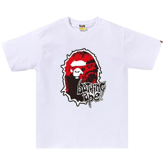 BAPE Red Mad Ape Head Tee White