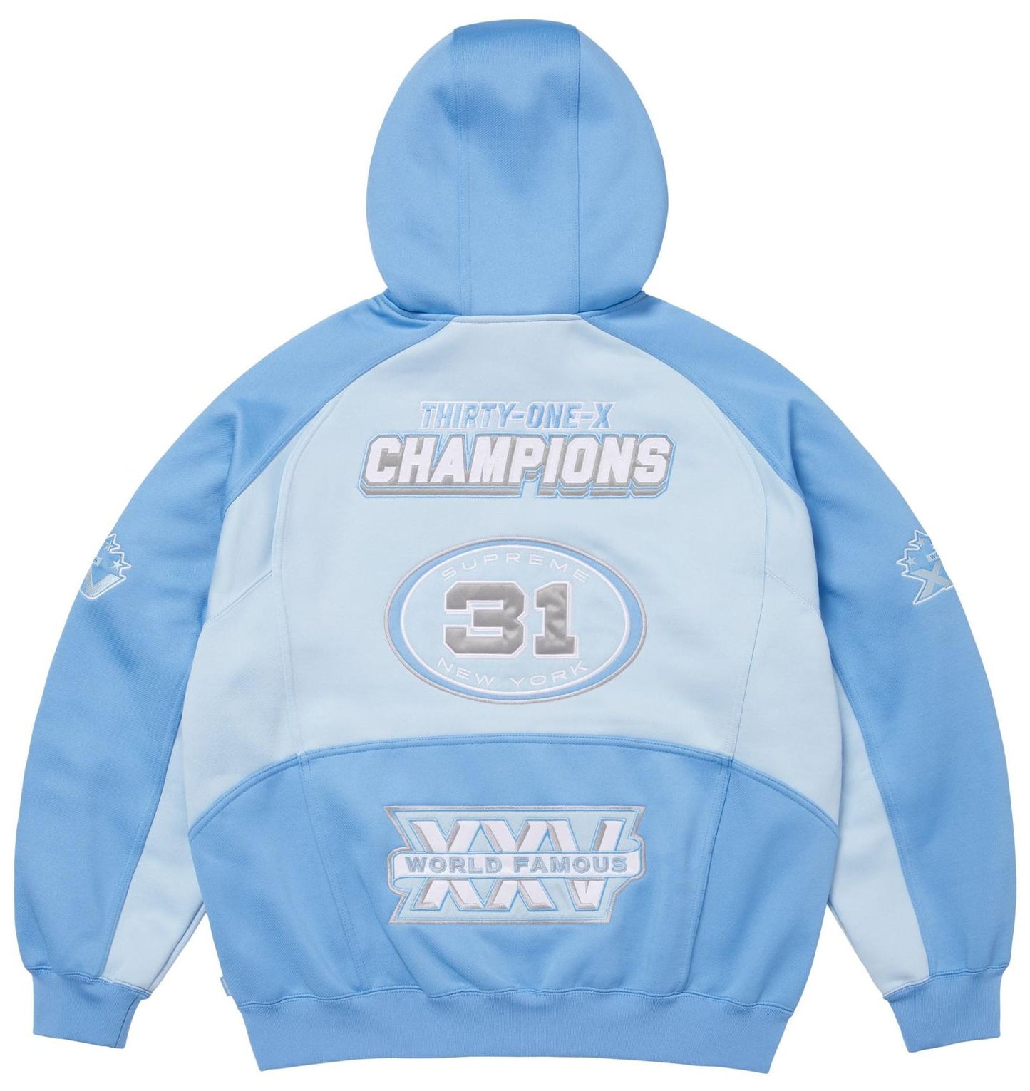 Supreme Football Zip Up Hooded Sweatshirt Light Blue