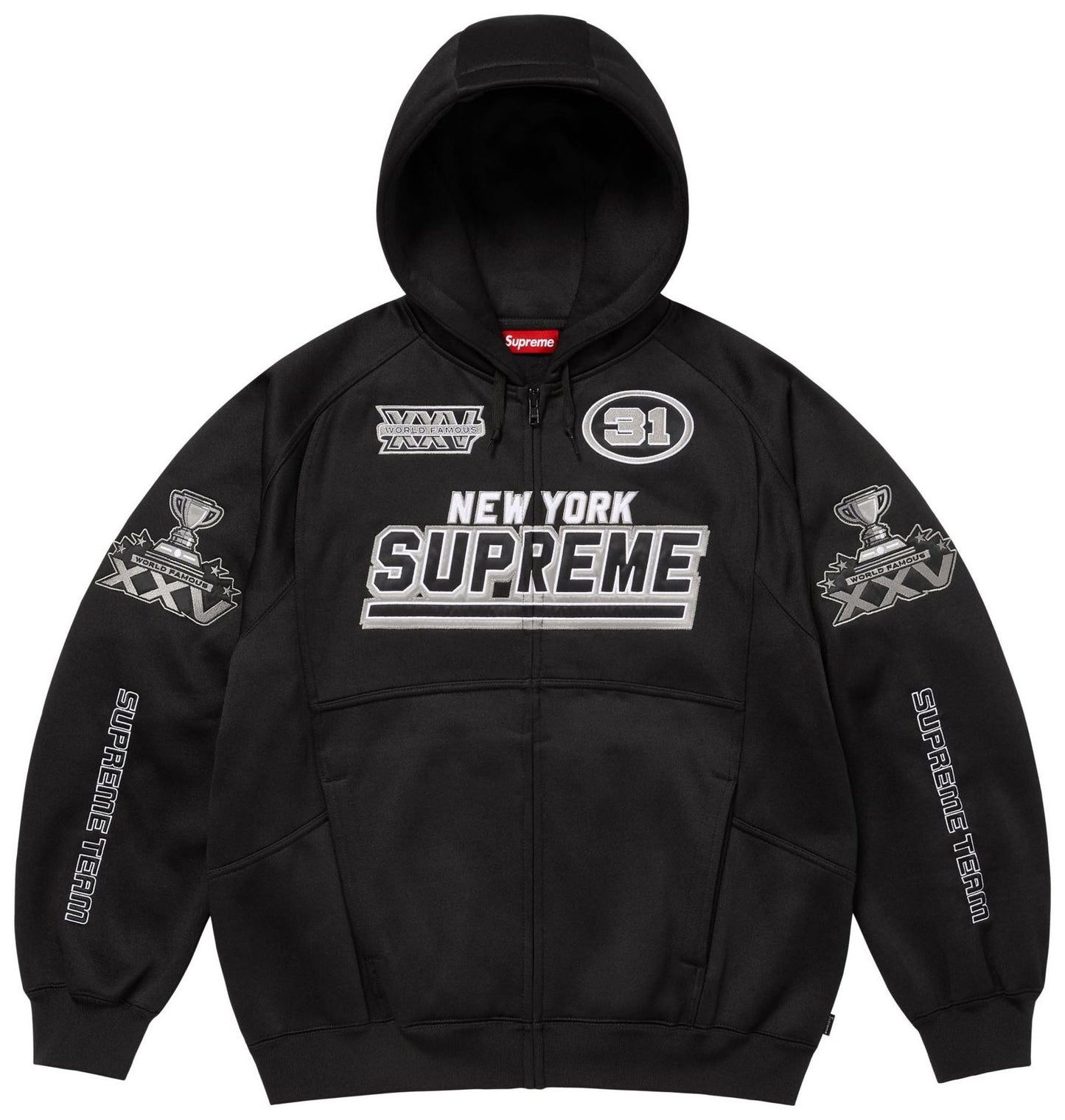Supreme Football Zip Up Hooded Sweatshirt Black