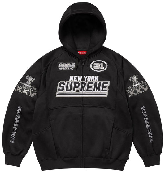 Supreme Football Zip Up Hooded Sweatshirt Black