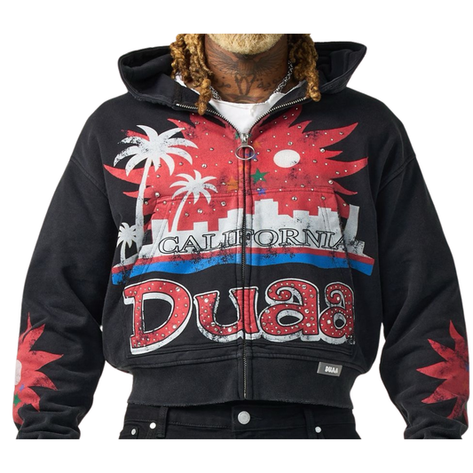 DUAA California Dreams Zip Up Hoodie Black