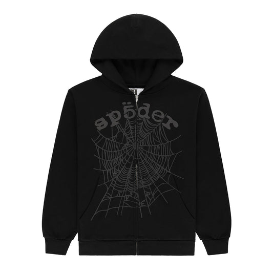 SP5DER OG Web Zip Up Hoodie Phantom Black