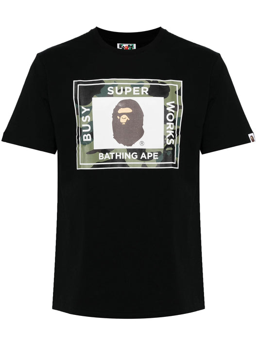 BAPE Green Camo Super Busy Works Tee Black