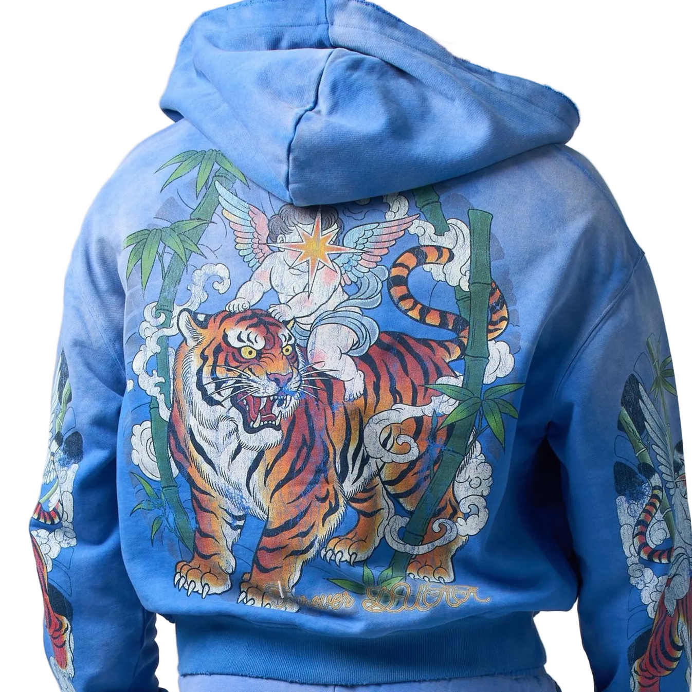 DUAA Garden Zip Up Hoodie Washed Blue