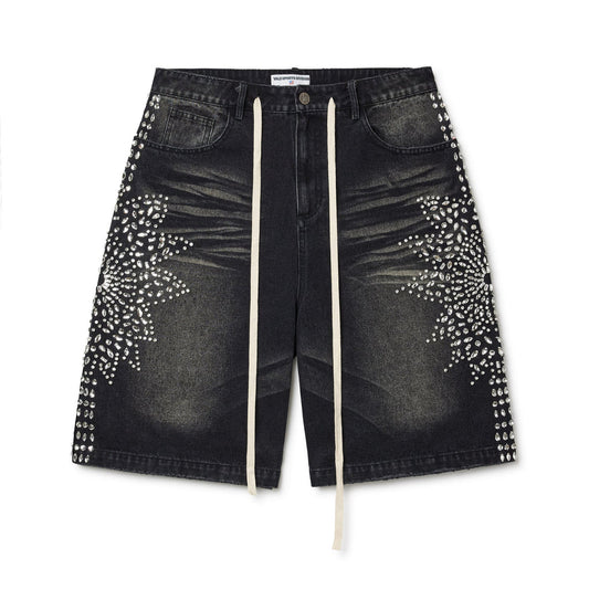 VALE Crystal Siren Denim Shorts Black