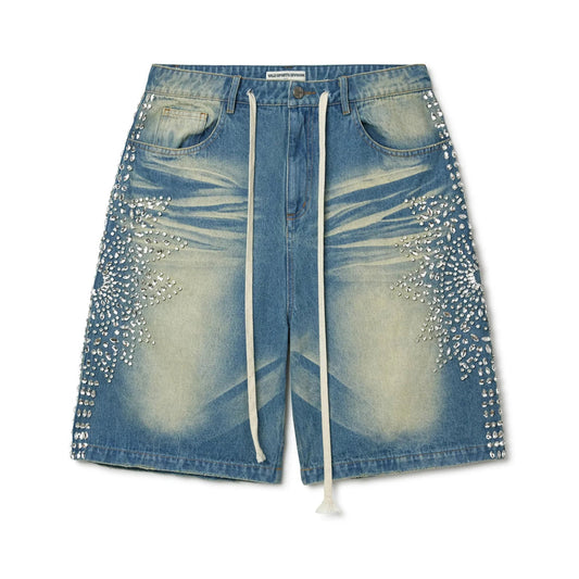 VALE Crystal Siren Denim Shorts Blue