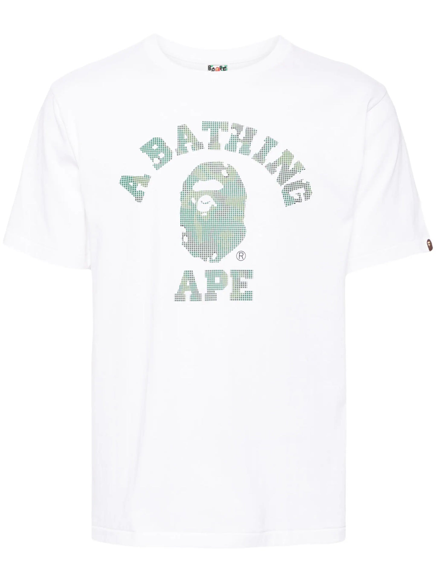 BAPE Green Camo Bitmap College Tee White