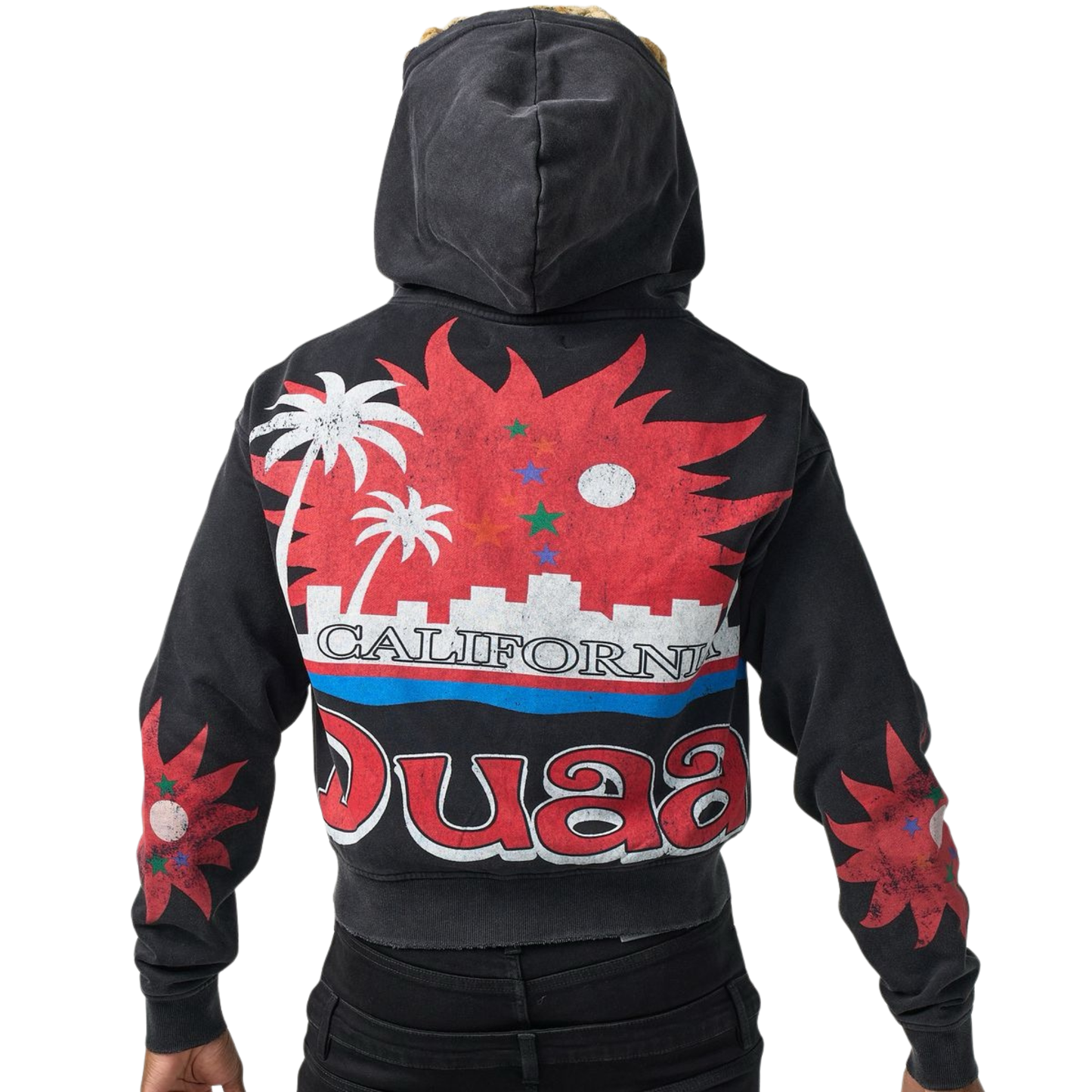DUAA California Dreams Zip Up Hoodie Black