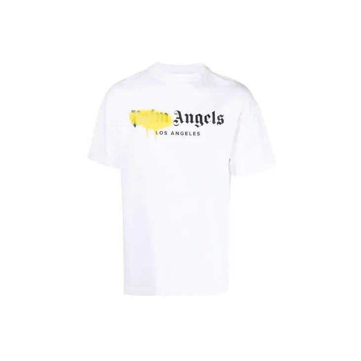 Palm Angels LA Yellow Sprayed Tee White