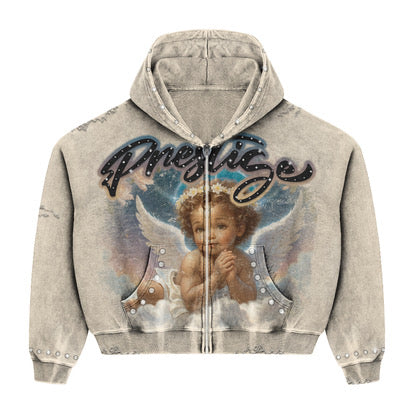 Prestige Co. Blue Angel Zip Up Hoodie Cream