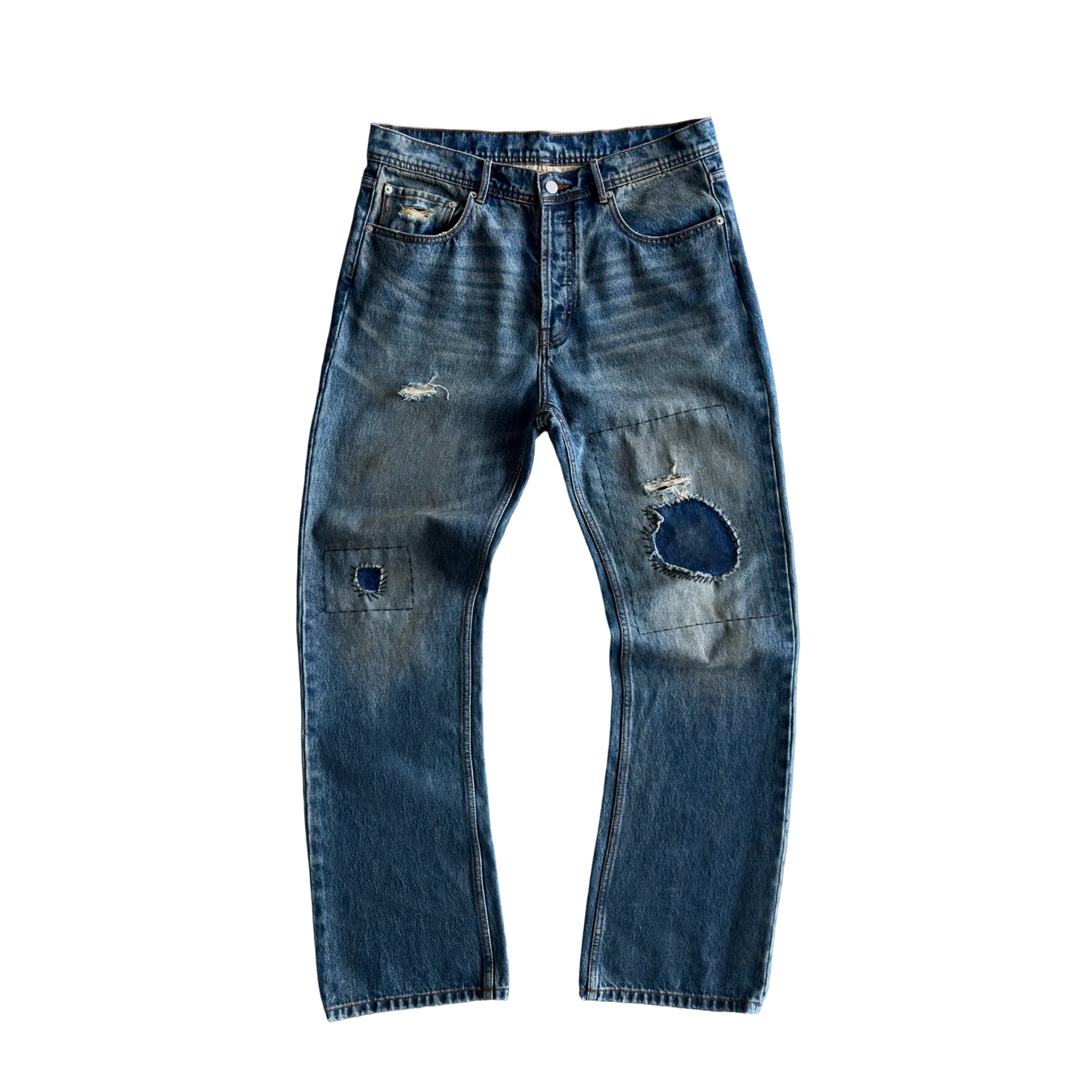 Bravest Studios Patchwork Denim Blue Jeans